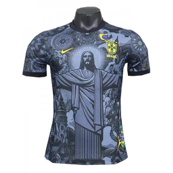 Brazil maglia speciale del giocatore maglia sportiva da uomo con divisa da calcio nera uniforme da calcio 2024-2025